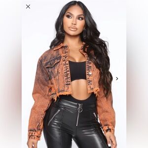 Ride With Me Acid Wash Denim Jacket- Orange